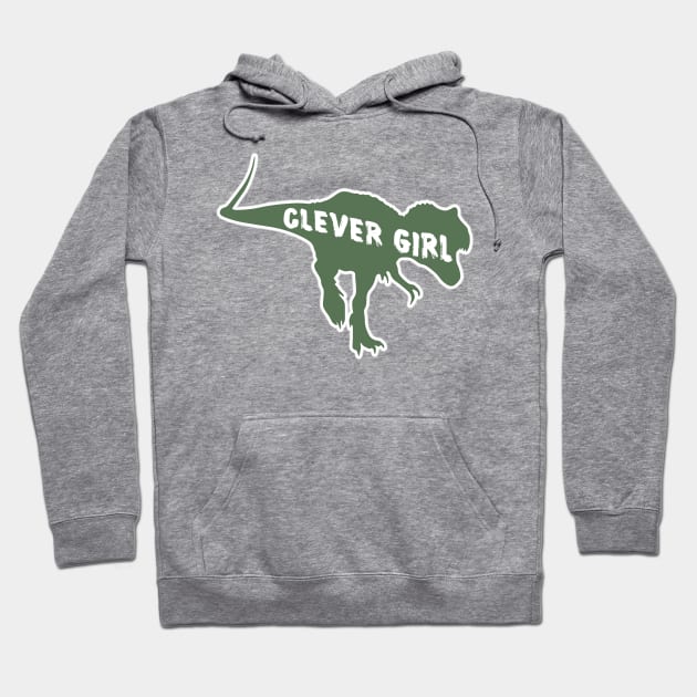 Velociraptor Clever Girl Raptor Jurassic Dinosaur Hoodie by Grassroots Green